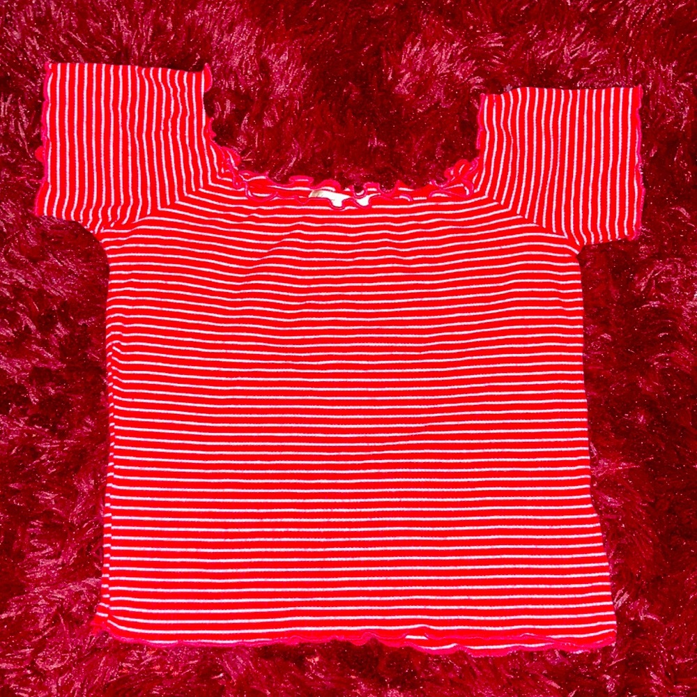 Red and White Crop Top